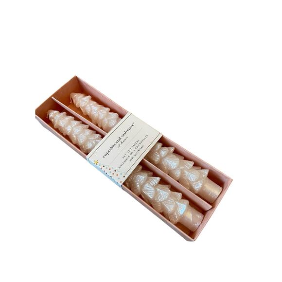Cupcakes & Cashmere Iridescent White Christmas Tree Shaped Taper Candle Set of 2 - Picture 4 of 12